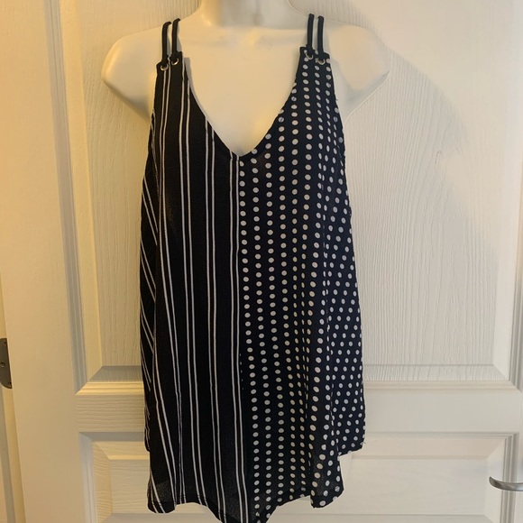 Lavish Tops - LAVISH POLKADOT N STRPIE TOP
